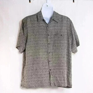 Marc Edwards XXL 100% Silk black/white geometric pattern button down